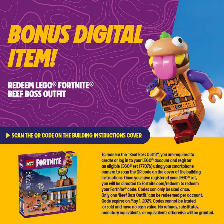 LEGO Fortnite Durrr Burger building set 546 pieces, UK version