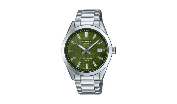 Casio Analogue Green Dial Watch stainless steel bracelet, UK version