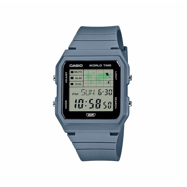 Casio digital watch grey dial blue resin strap (British brand)