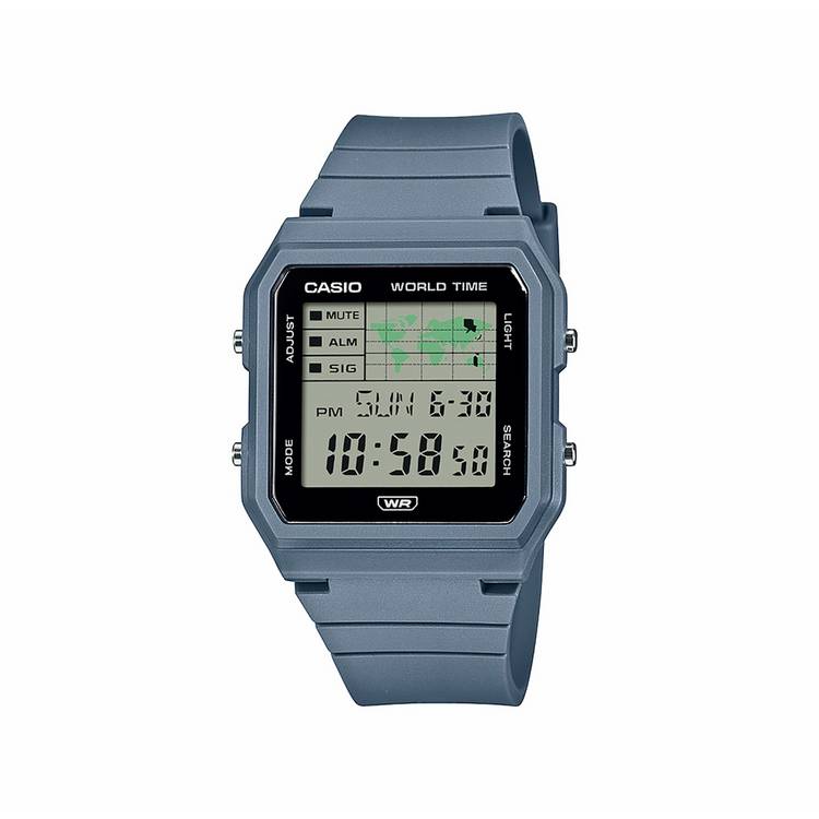 Casio digital watch grey dial blue resin strap (British brand)