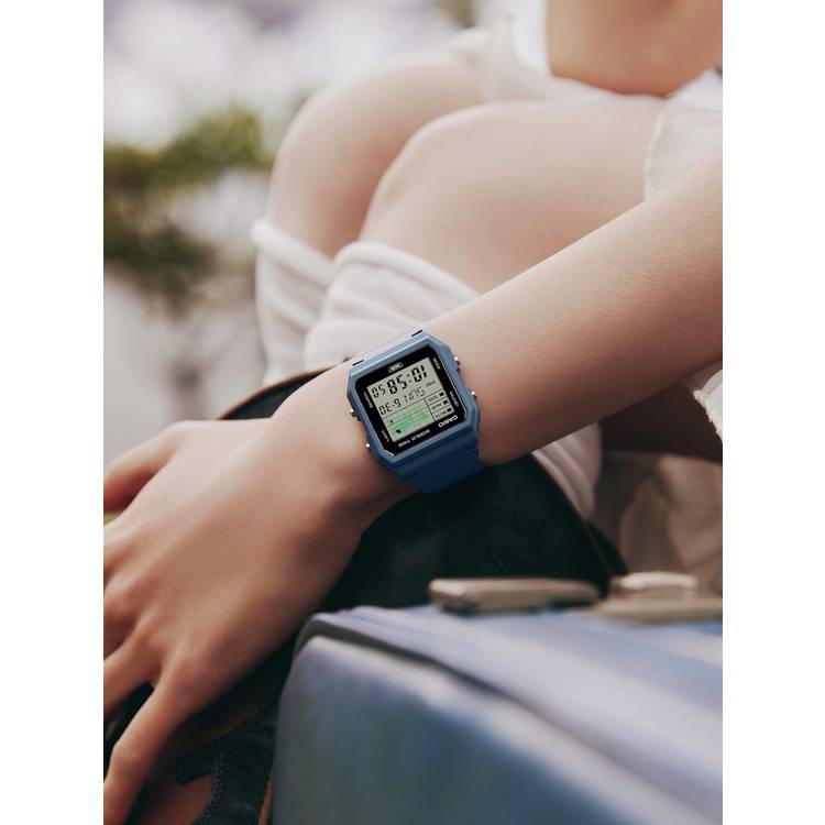 Casio digital watch grey dial blue resin strap (British brand)