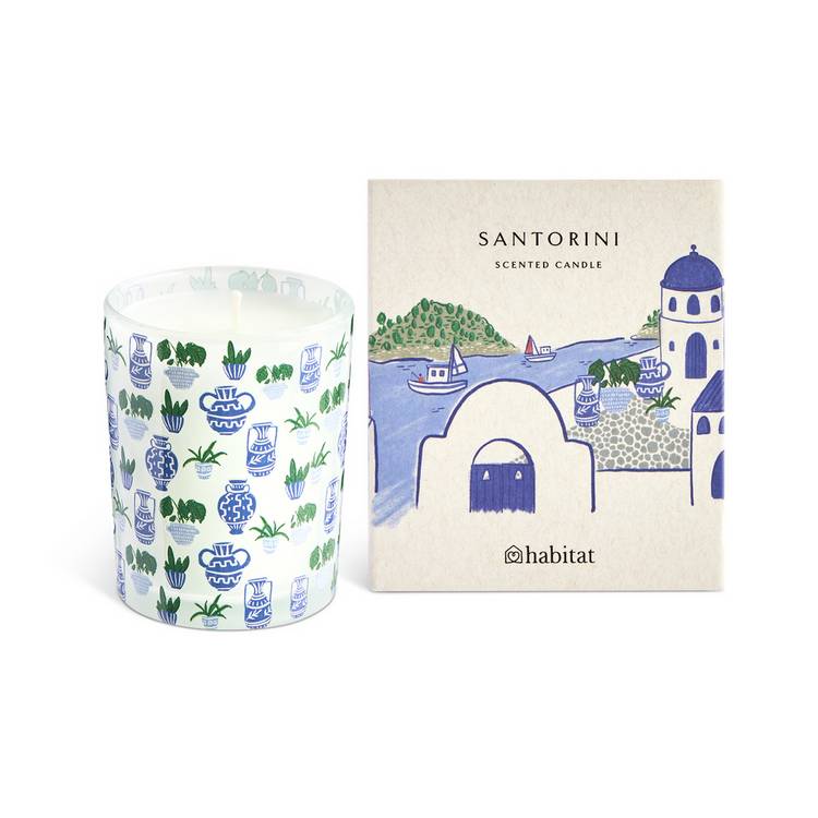Habitat medium boxed candle Santorini, imported from the UK