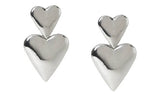 Liars & Lovers double heart drop earrings in silver tone - British product