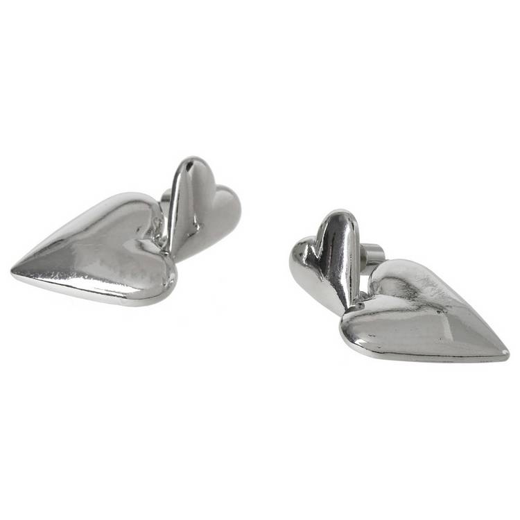 Liars & Lovers double heart drop earrings in silver tone - British product