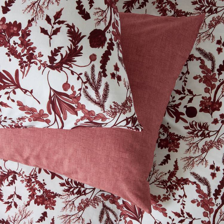 Argos Home burgundy foliage print bedding set single (British brand)