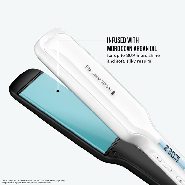 Remington Shine Therapy hair straightener with extra wide plates, imported from the UK