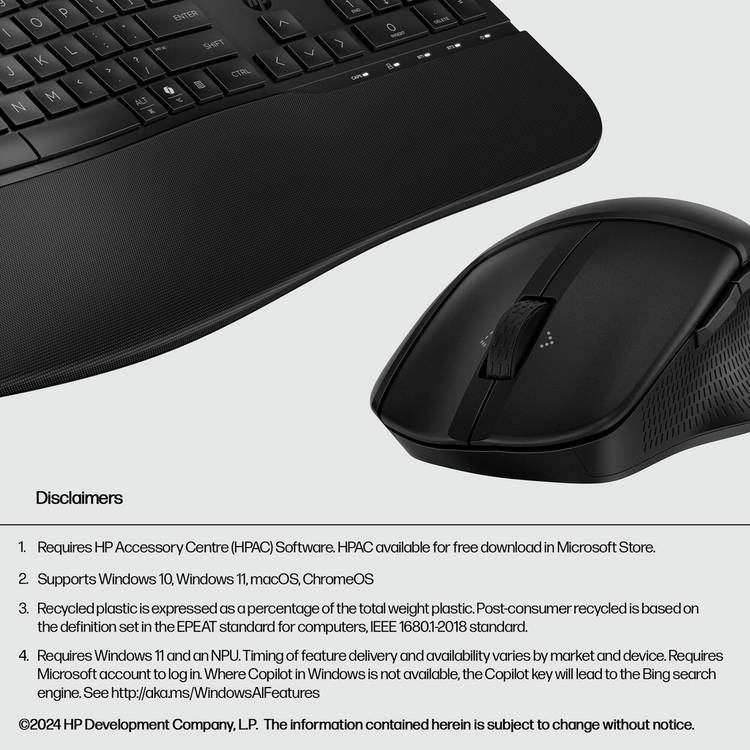 HP Comfort Dual-Mode wireless keyboard and mouse combo (British brand)