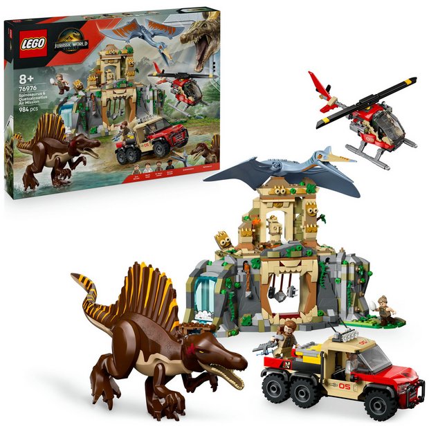 LEGO Jurassic World Spinosaurus Quetzalcoatlus building set, UK version