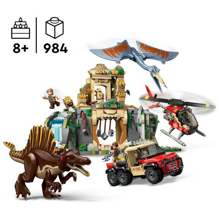 LEGO Jurassic World Spinosaurus Quetzalcoatlus building set, UK version