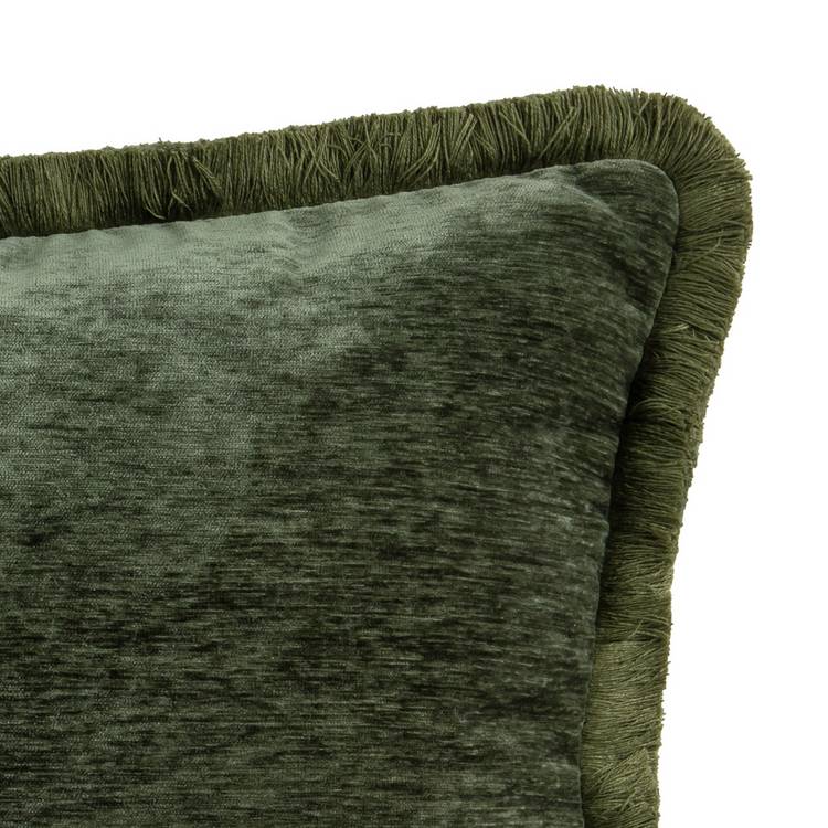 Habitat green chenille fringe cushion 43x43cm (British brand)