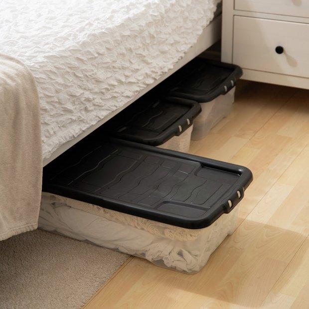 Strata underbed storage boxes clear 3x42L, imported from the UK