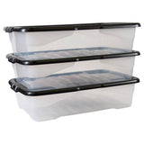 Strata underbed storage boxes clear 3x42L, imported from the UK