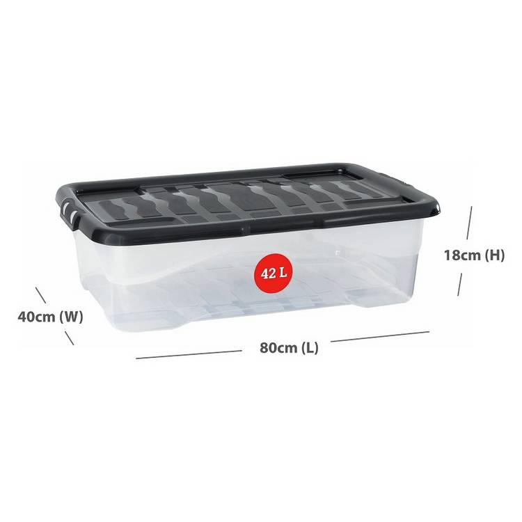 Strata underbed storage boxes clear 3x42L, imported from the UK