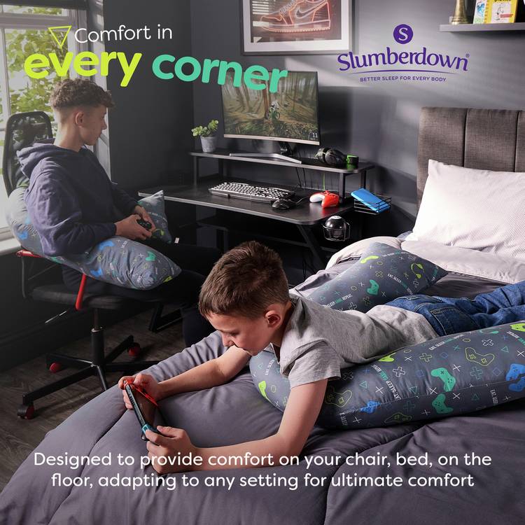 Slumberdown V-shaped gaming support pillow white, UK version
