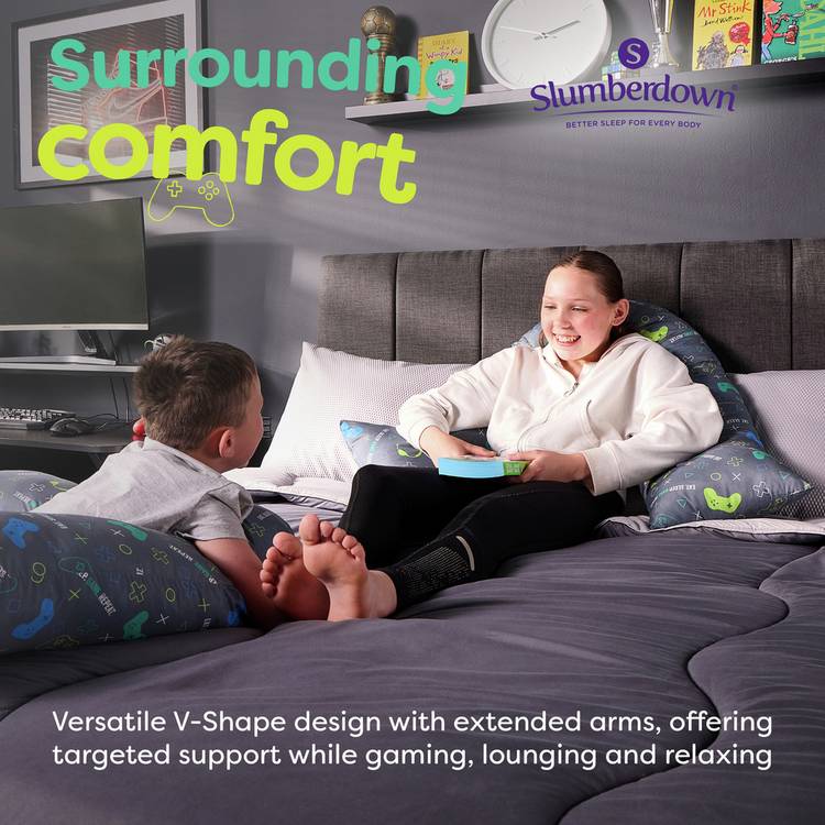 Slumberdown V-shaped gaming support pillow white, UK version