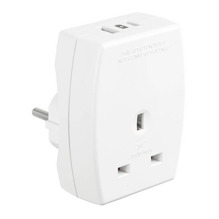 Masterplug travel adapter with USB-A and USB-C, imported from the UK