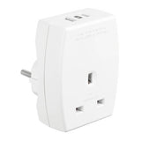 Masterplug travel adapter with USB-A and USB-C, imported from the UK