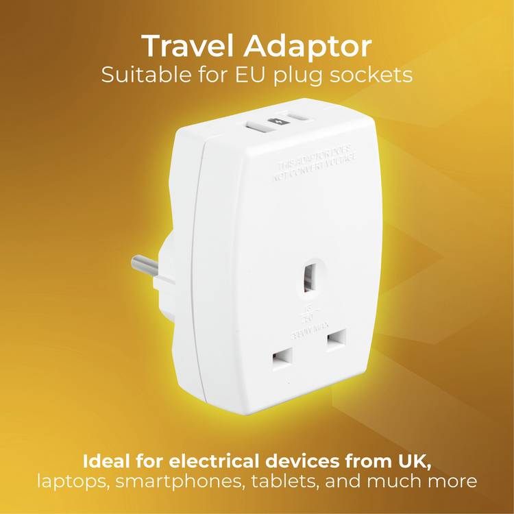 Masterplug travel adapter with USB-A and USB-C, imported from the UK