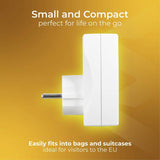 Masterplug travel adapter with USB-A and USB-C, imported from the UK