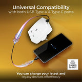 Masterplug travel adapter with USB-A and USB-C, imported from the UK