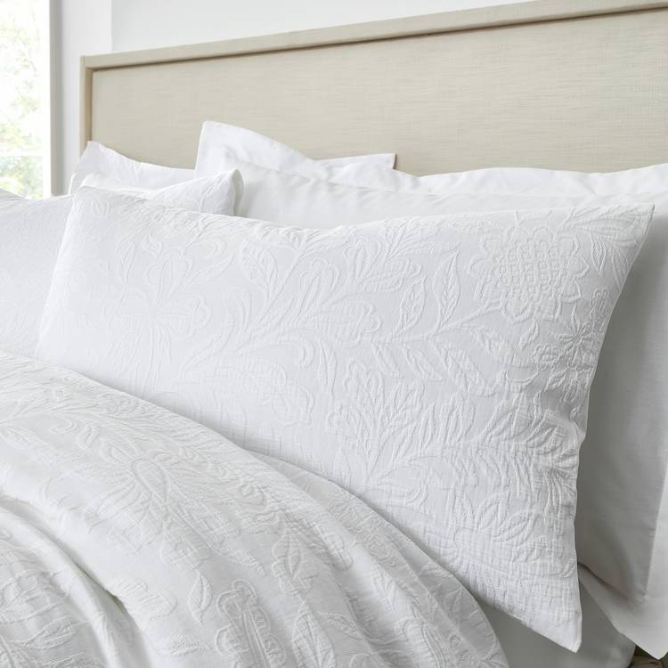 Bianca white floral cotton duvet set double, UK version