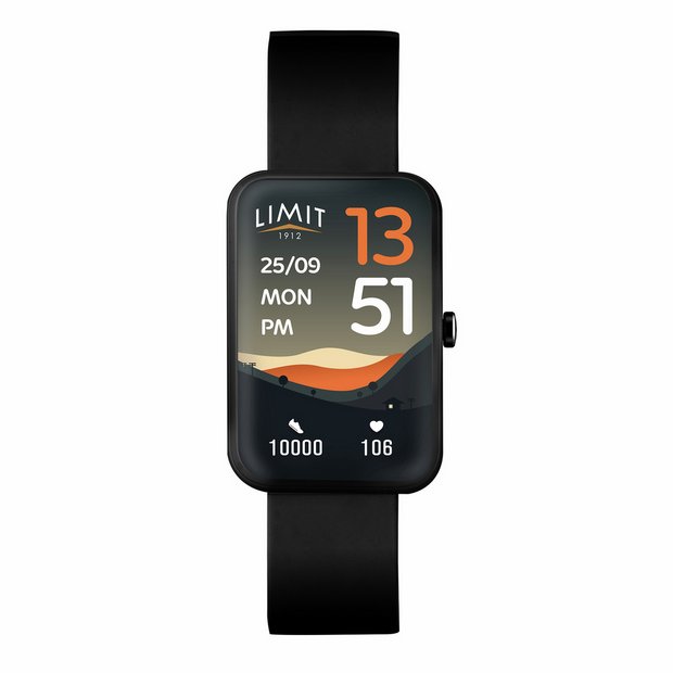 Limit smartwatch black silicone strap 45mm (British brand)