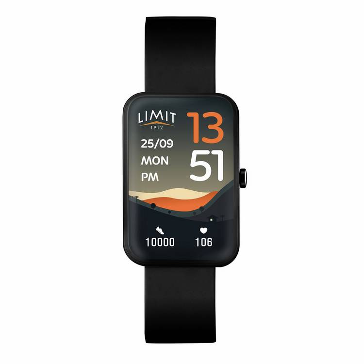 Limit smartwatch black silicone strap 45mm (British brand)