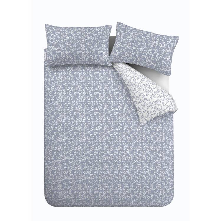 Bianca Cotton bedding set Shadow Leaves blue double (British brand)