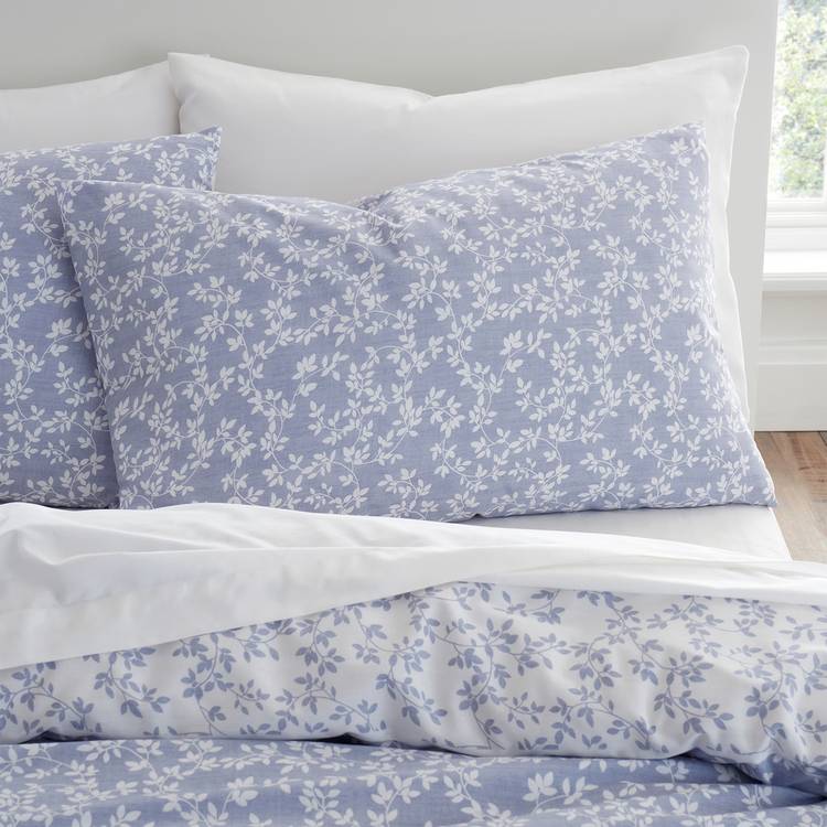 Bianca Cotton bedding set Shadow Leaves blue double (British brand)