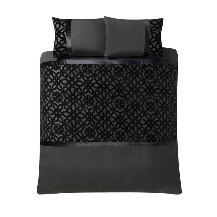 Catherine Lansfield Velvet Black double bedding set, imported from the UK