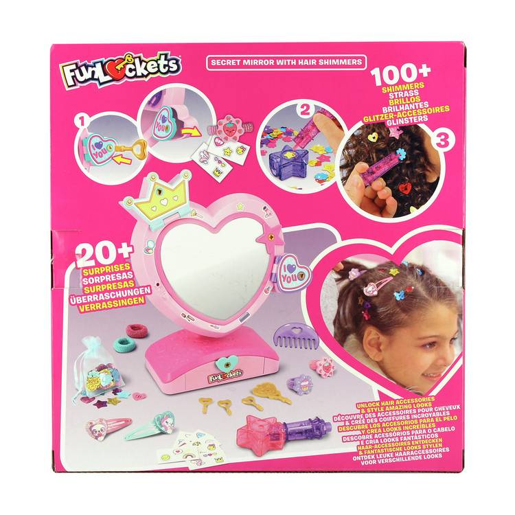 Funlockets Secret Mirror toy with hair shimmers - British product