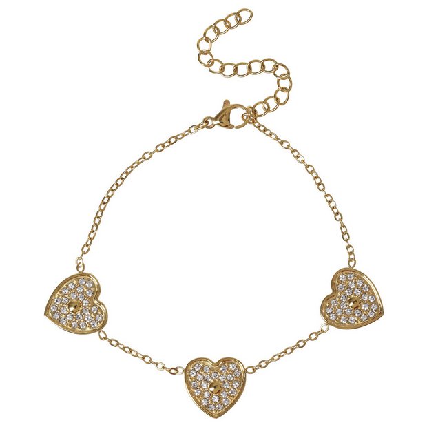 Liars & Lovers gold tone crystal heart bracelet - British product