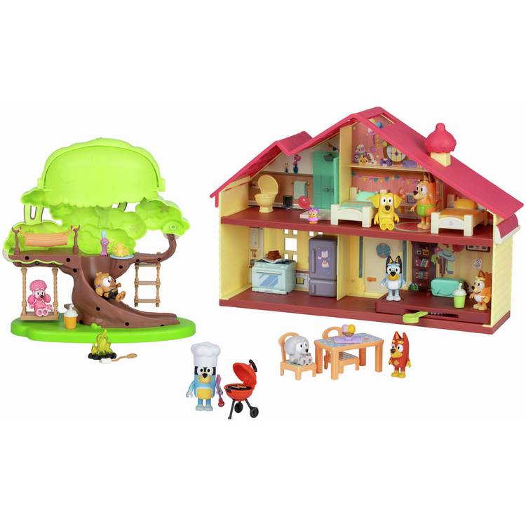 Bluey family celebration home and tree playset bundle (British brand)