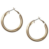 Liars & Lovers gold tone brushed circle hoop earrings, UK version