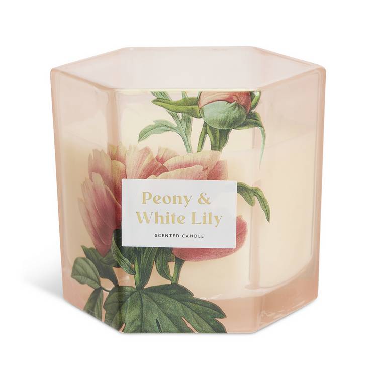 Argos Home Peony & White Lily boxed candle 9cm (British brand)