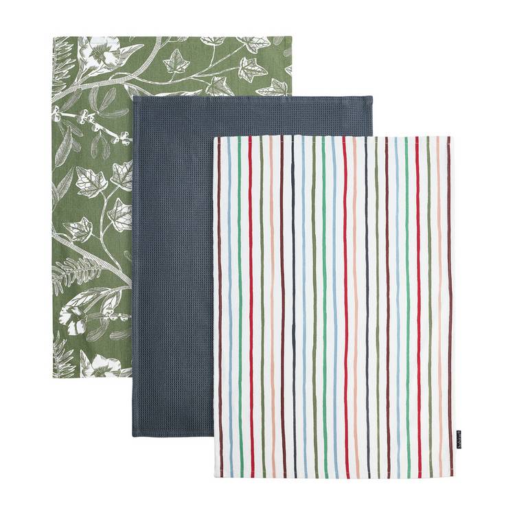 Habitat textile set green floral stripe, UK version