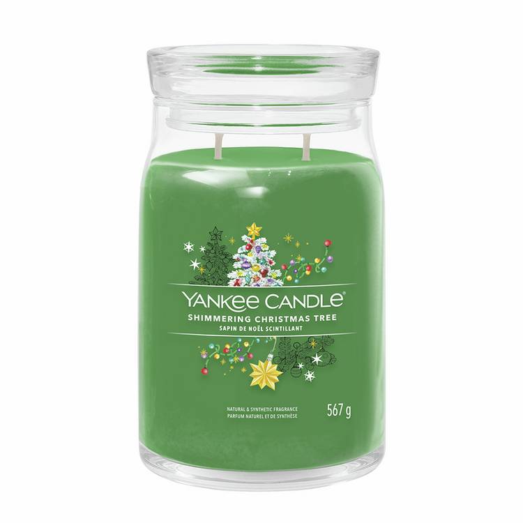 Yankee Candle scented candle Shimmering Christmas Tree large, imported from the UK