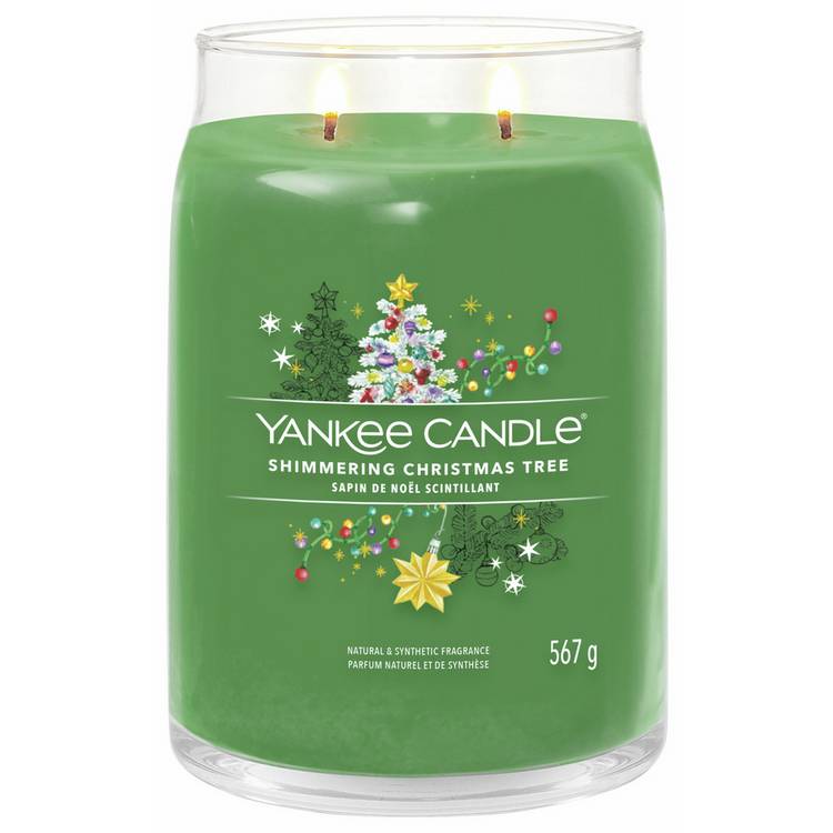 Yankee Candle scented candle Shimmering Christmas Tree large, imported from the UK