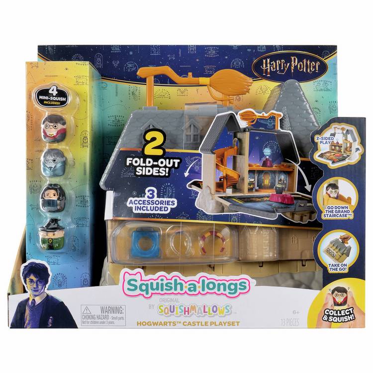 Squish-a-longs Harry Potter Hogwarts Castle playset with 4 mini characters, UK version