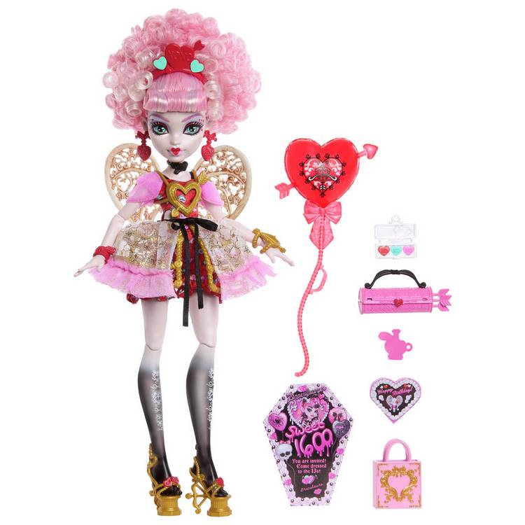 Monster High Cupid Asteria doll with party accessories, UK version