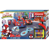 Carrera FIRST Spidey slot racing set with Spidermobiles - British product