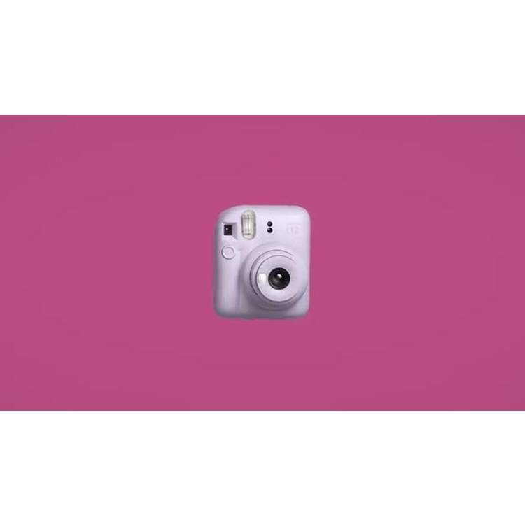 instax Mini 12 Clay White instant camera bundle, UK version