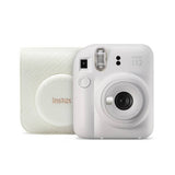 instax Mini 12 Clay White instant camera bundle, UK version