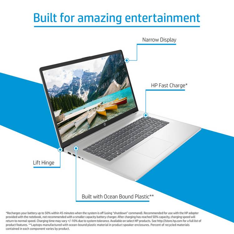 HP 17-inch laptop Core i3 8GB 512GB silver - British product