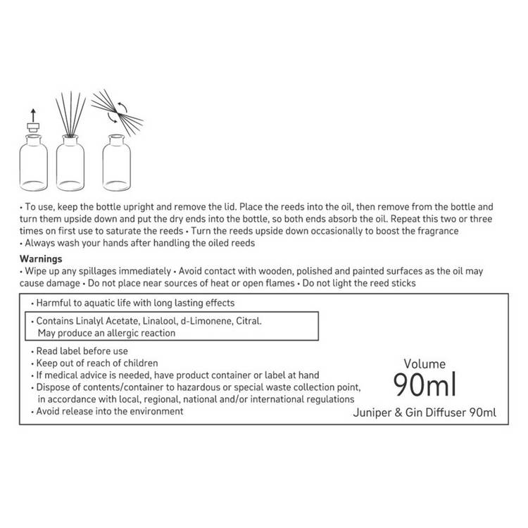 Habitat reed diffuser Juniper & Gin 90ml, imported from the UK