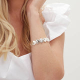 Lipsy silver polished molten heart stretch bracelet 26cm - British product