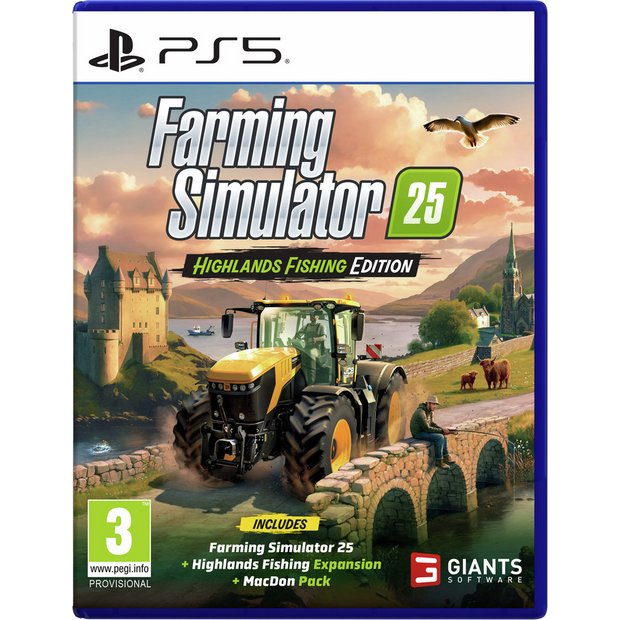 Farming Simulator 25 Highlands Fishing Edition PS5 game, imported from the UK