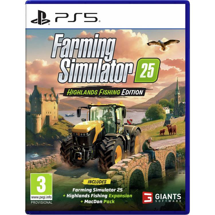 Farming Simulator 25 Highlands Fishing Edition PS5 game, imported from the UK