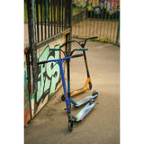 Stunted Flare stunt scooter with aluminium deck and neochrome details (British brand)