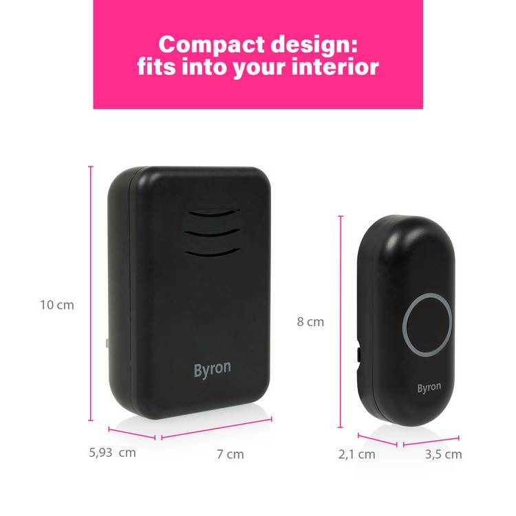 Byron wireless doorbell set black, UK version